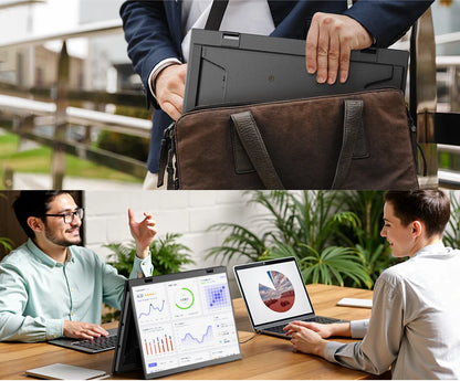 HGFRTEE 15.6 Inch Dual Portable Monitor for Laptop Screen Extender Stackable Foldable 315° Folding Stacked Triple Display