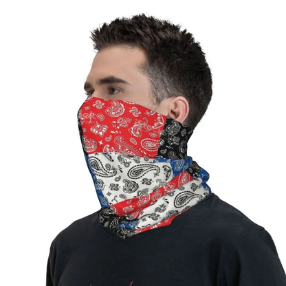 Custom Black Bandana Pattern Bandana Neck Gaiter for Hiking Cycling Women Men Wrap Scarf Paisley Style Headband Warmer