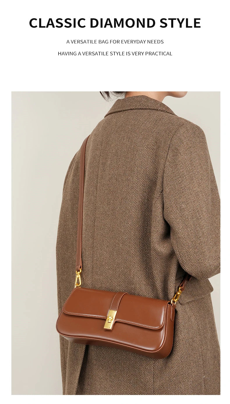 Toptrends Elegant Genuine Leather Underarm Shoulder Bags For Women 2025 Luxury Designer Crossbody Purses Saddle Ladies Handbags