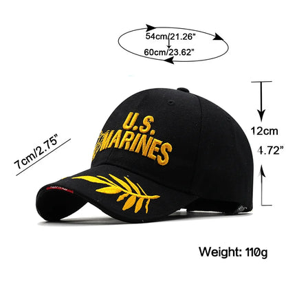 U.S.Marines Baseball Cap Men USA Army Cap Military Cool Black Cap Hat for Outdoor Adjustable Navy Seal Baseball Cap
