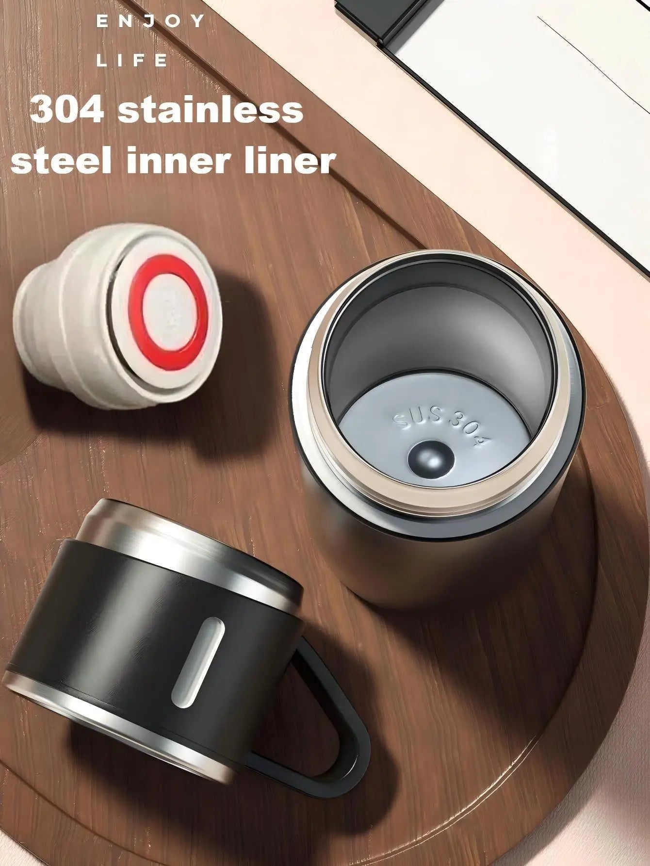 3-Lid Portable Insulated Gift Set - Premium Stainless Steel Cup for Home Outdoor, Leakproof Gift Option