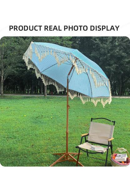 Seaside Resort Beach Umbrella Courtyard Tassel Sun Umbrella Pool Sun Protection Terrace Shade