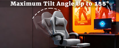 Ergonomic Gaming Chair Electronic with Massage Adjustable Lumbar Support And Foot Pedals Breathable Fabric Computer Chair