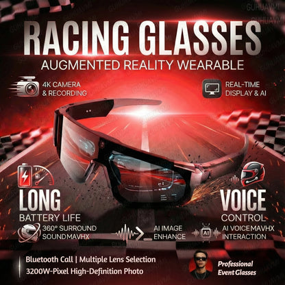 Smart Video Sunglasses 1200P 30fps Action Camera 32GB WiFi App Transfer Dual Anti-Shake AI Object Identify Fast Charge Glasses