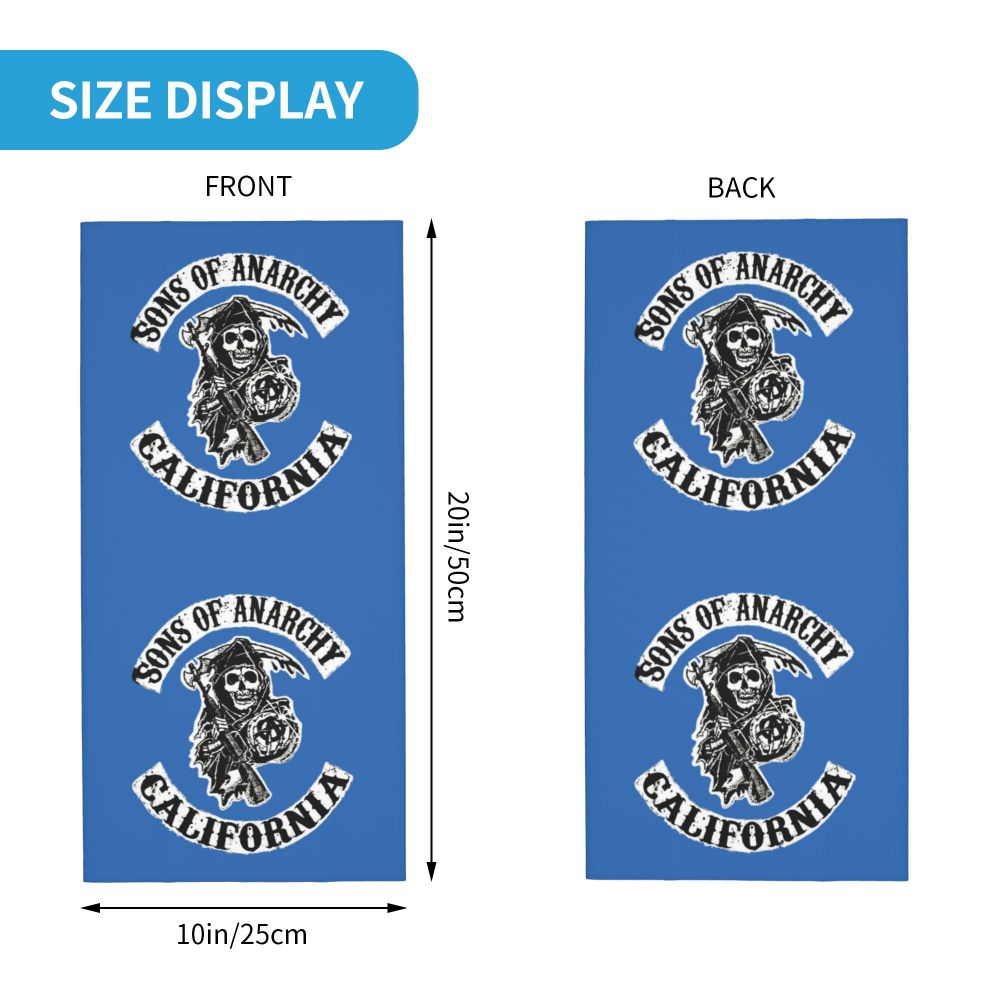 Custom 1 Percenter Essential Sons Bandana Neck Gaiter for Ski Camping Men Women Wrap Scarf TV Show Anarchy Headband Warmer