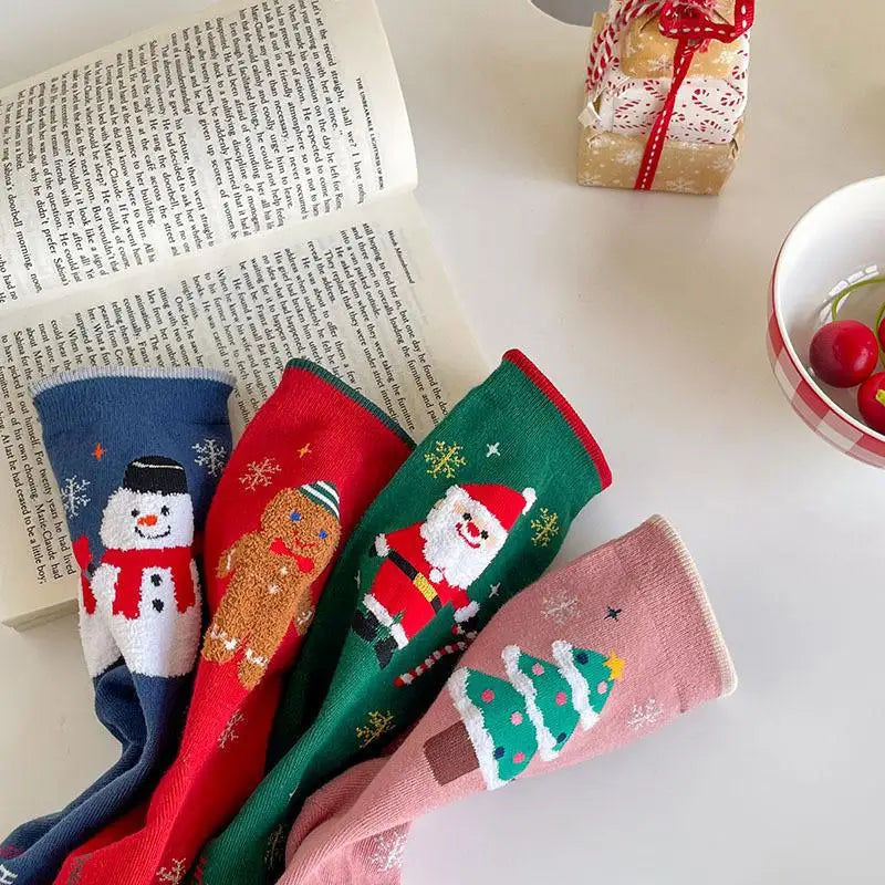 1/4pairs Men Christmas Socks New Year Funny Snowflake Beer Santa Claus Elk Snow Cotton Happy Socks Men Cartoon Women Sokken