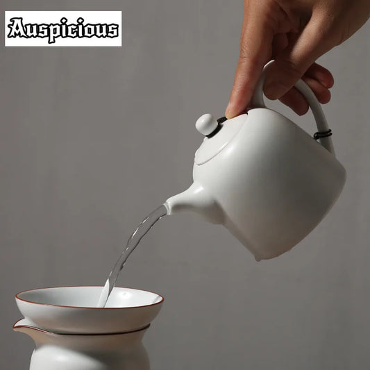 220ml White Jade Porcelain Teapot Dehua Handmade Ceramic Teakettle Single Pots Kung Fu Tea Master Pots Office Decoration Teaset