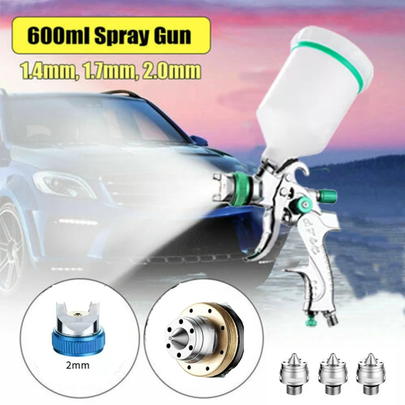 HVLP Spray Gun Adjustable Metal Atomizing Spray Gun for Painting Aerograph Cars Tool Flow Control Sprayer Paint Airbrush Set