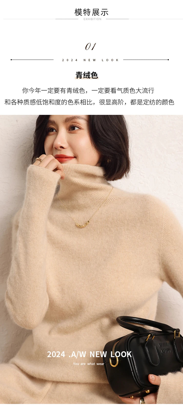 100% cashmere sweater women's knitted pullover sweater high neck solid color slim fit soft cashmere basic women's sweater