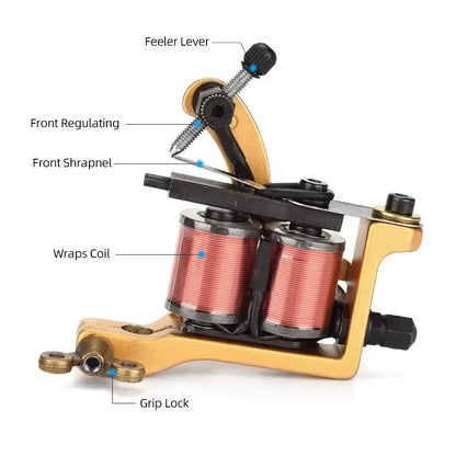 Professional Dual-coiled Coils Tattoo Machine 10 Warp Coils Handmade Tattoo Gun Machine For Liner Shader 2 Colors