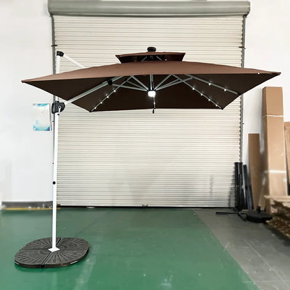 Uplion Modern Large 3M*3M  8ribs with LED Mini Roma Umbrella Double Roof Patio Umbrella Garden  Cantilever Parasol