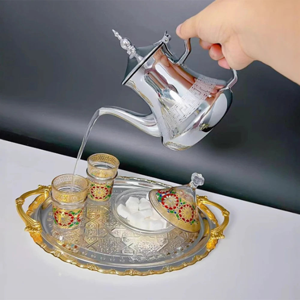 Arabic style stainless steel teapot, Moroccan mint tea pot, Induction cooker gas boiling water kettle,Restaurant Home Tea Kettle