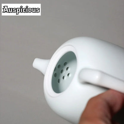 220ml White Jade Porcelain Teapot Dehua Handmade Ceramic Teakettle Single Pots Kung Fu Tea Master Pots Office Decoration Teaset