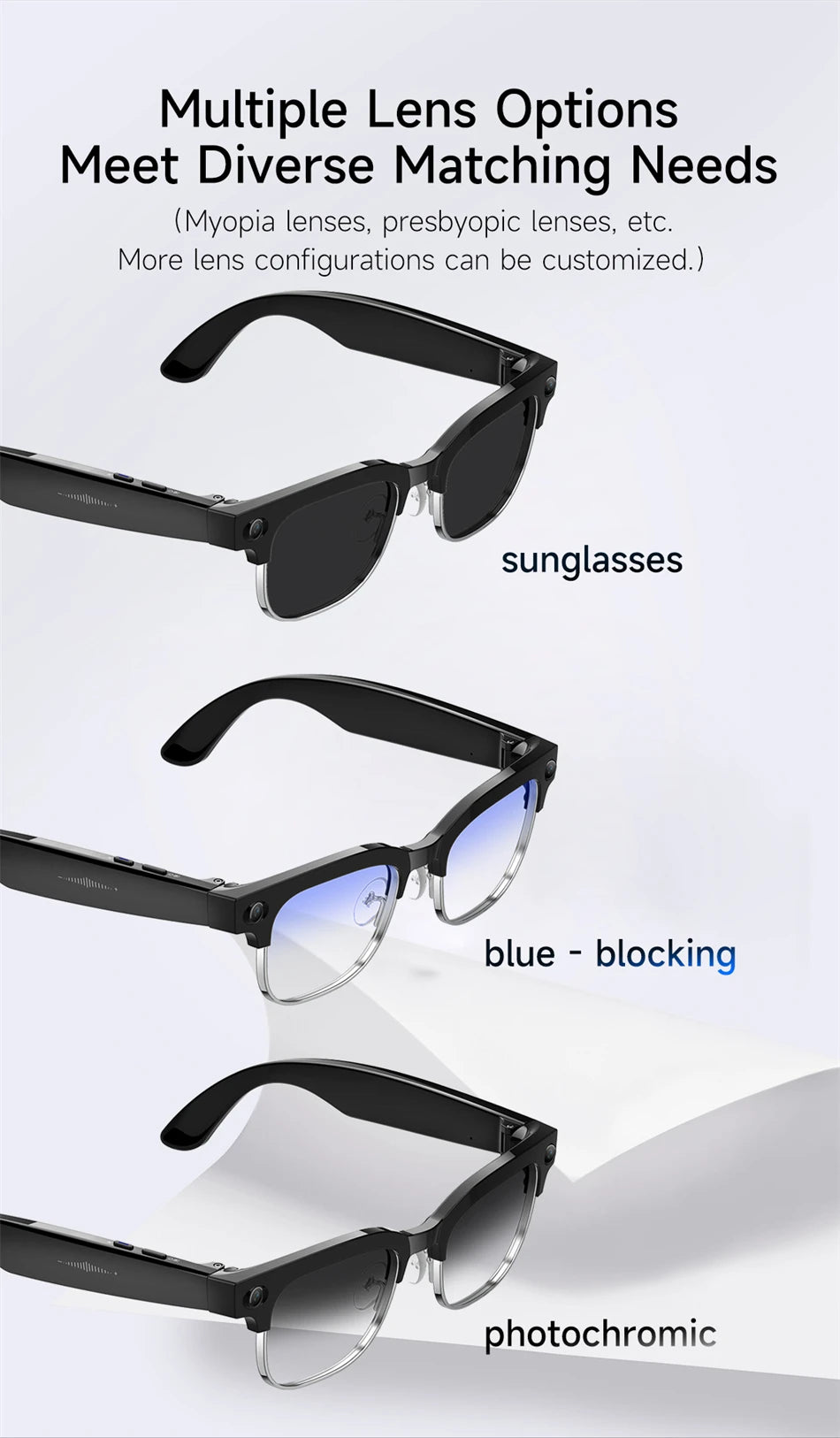 LIGE New 800W Pixel Camera Smart Glasses Men 4K Video Recording AI Photo Recognition Bluetooth Call Voice Translation Sunglasses