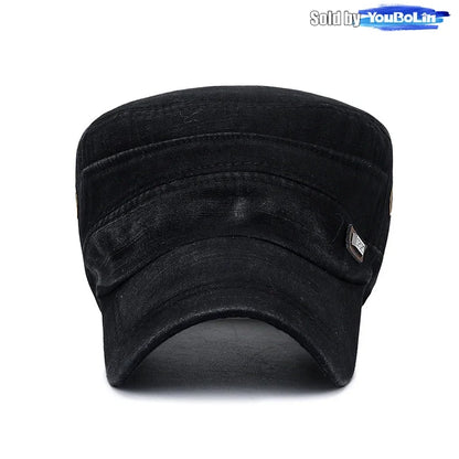 Cotton Perforated Breathable Military Academy Cadet Flat Cap Sun Hat Trucker Caps Dad Hats