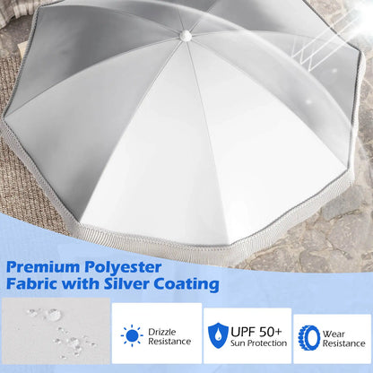 6.5 FT Outdoor Fringe Patio Umbrella w/ Carrying Bag Push Button Tilt for Garden
