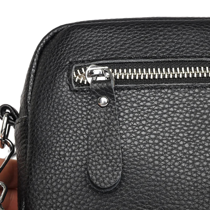 Genuine Leather Handbag For Women Crossbody Bag For Daily Commute Multi Compartment Zipper Shoulder Bag