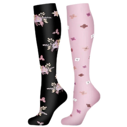 2Pairs New Cat Compression Socks Knee High 20-30 Mmhg Fit Medical Edema Diabetes Varicose Veins Running Compression Sports Socks