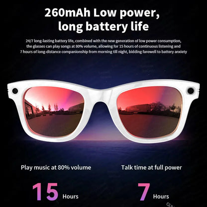 2025 Smart Glasses Women Wireless Bluetooth Call Sunglasses 800W Pixel Dual Camera Voice Assistant Intelligent Translation Glass