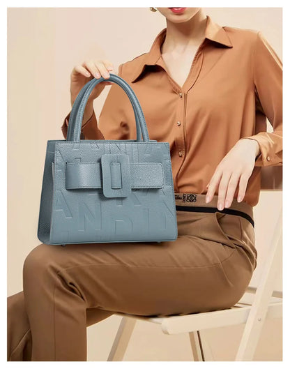 Genuine Leather Letter Bag for Women, Handbag and Crossbody Bag, 2025 New Trendy Women's Bag, Elegant and High-End Motorcycle Bag