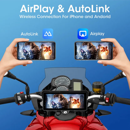 Jansite Portable 7/8.1 inch IP67 Waterproof Motorcycle 4K DVR GPS Navigation Wireless Carplay Android Auto Moto Recorder Monitor