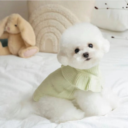Luxury Pet Dog Cashmere Lotus Collar Knit Soft Wool Undercoat Cat Sweater Dog Clothes for Small Dogs Dog Winter Clothes Sweater
