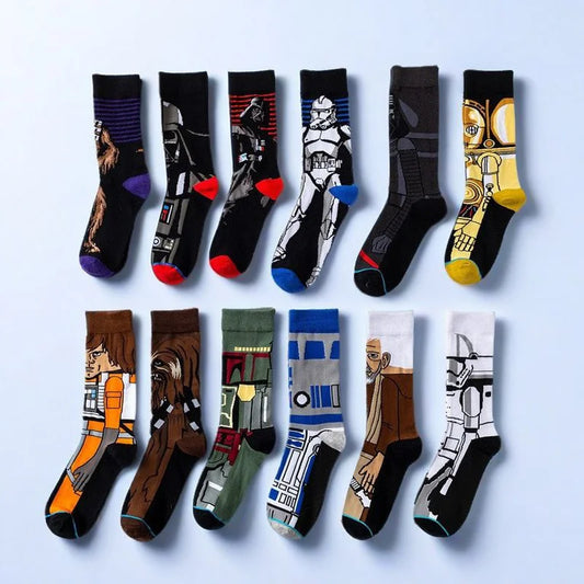 1 pair Autumn Winter Anime Socks Movie Women socks Master Yoda R2-D2 Cosplay Socks Wookiee Jedi Knight Novelty Men's Socks 37-45
