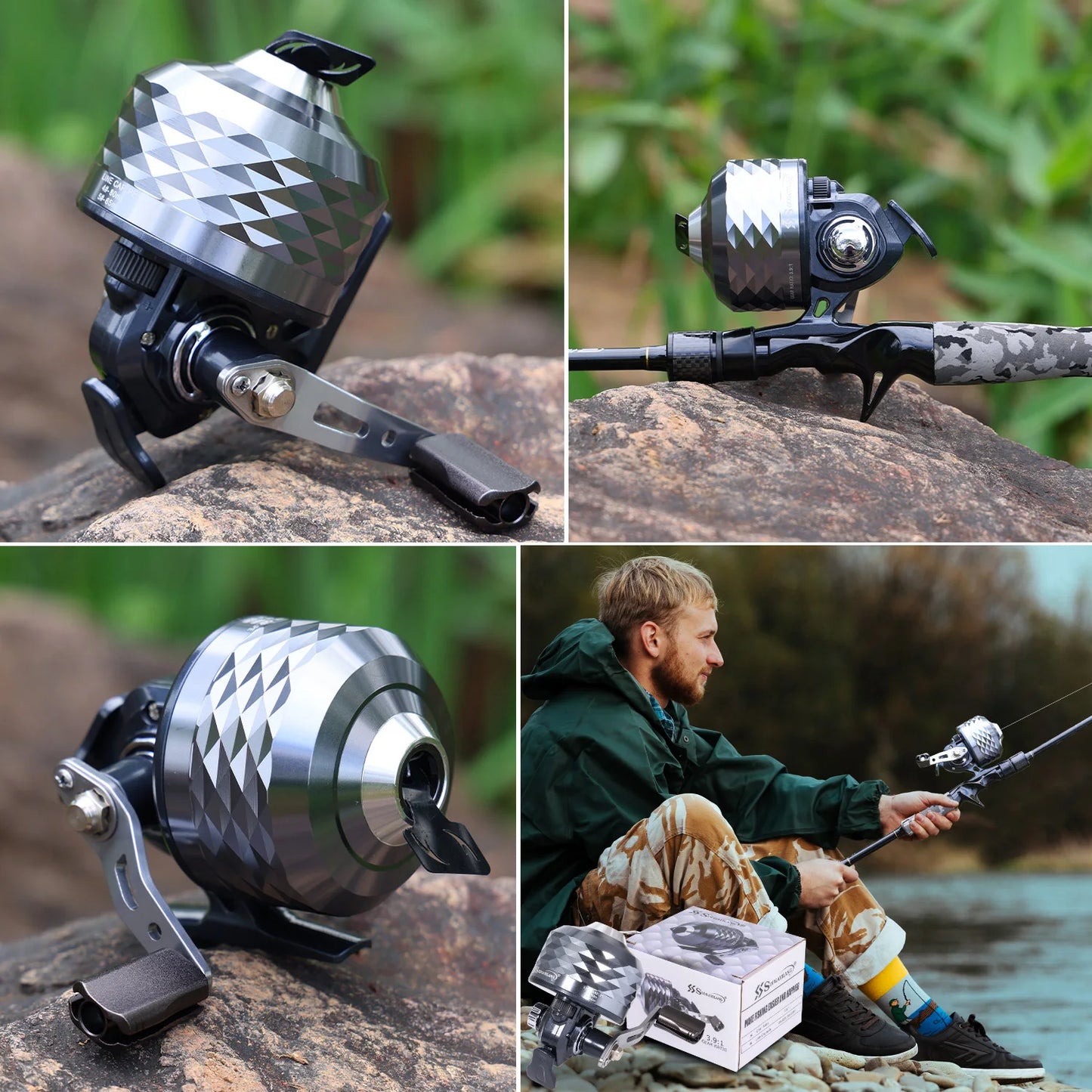 Sougayilang Colorful/Silver Fishing Reel 3.9:1 Gear Ratio&Double Roller Pin Paired with High Quality Ball Bearings Fishing Gear