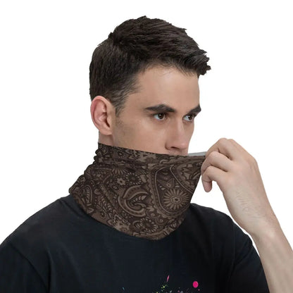 Custom Black Bandana Pattern Bandana Neck Gaiter for Hiking Cycling Women Men Wrap Scarf Paisley Style Headband Warmer