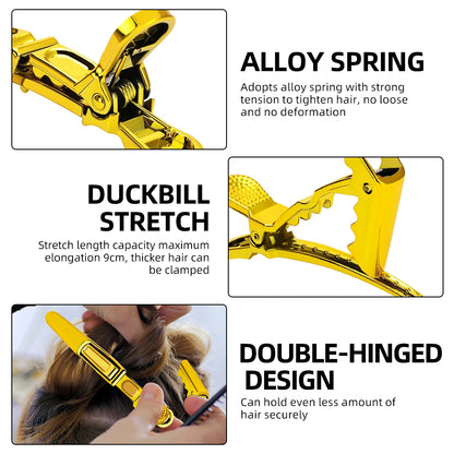 6pcs Crocodile Clip Plating Professional Hairdressing Perm Positioning Non-slip Clip Durable Portable Barber Shop Styling Tools