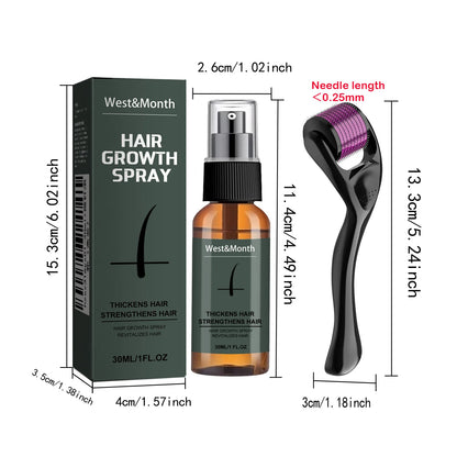 Men's Beard Growth Spray Kit with Micro Roller Moisturizing Thicken Facial Hair Beard Growth Essence Nourishing Spray Beard Care