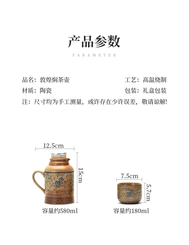 580ML Large Capacity Ceramic Stewed Teapot Tea Brewing Insulated Single Pot Pottery Kettle For Office Outdoor Use Kung Fu Teaset