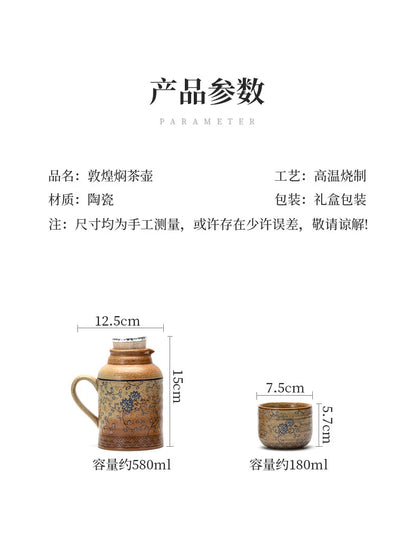 580ML Large Capacity Ceramic Stewed Teapot Tea Brewing Insulated Single Pot Pottery Kettle For Office Outdoor Use Kung Fu Teaset