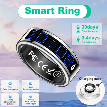 Display Screen Smart Ring Bluetooth Connection Heart Rate Sleep Monitoring Multi-function Ring Multiple Sports Modes Waterproof