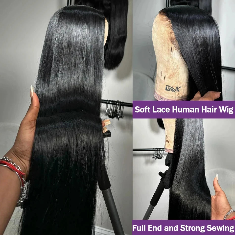 40 50 Inch 13x6 Bone Straight HD Transparent Lace Frontal Wig 250 Density Lace Front Human Hair Wigs 360 Full Lace Wig For Women