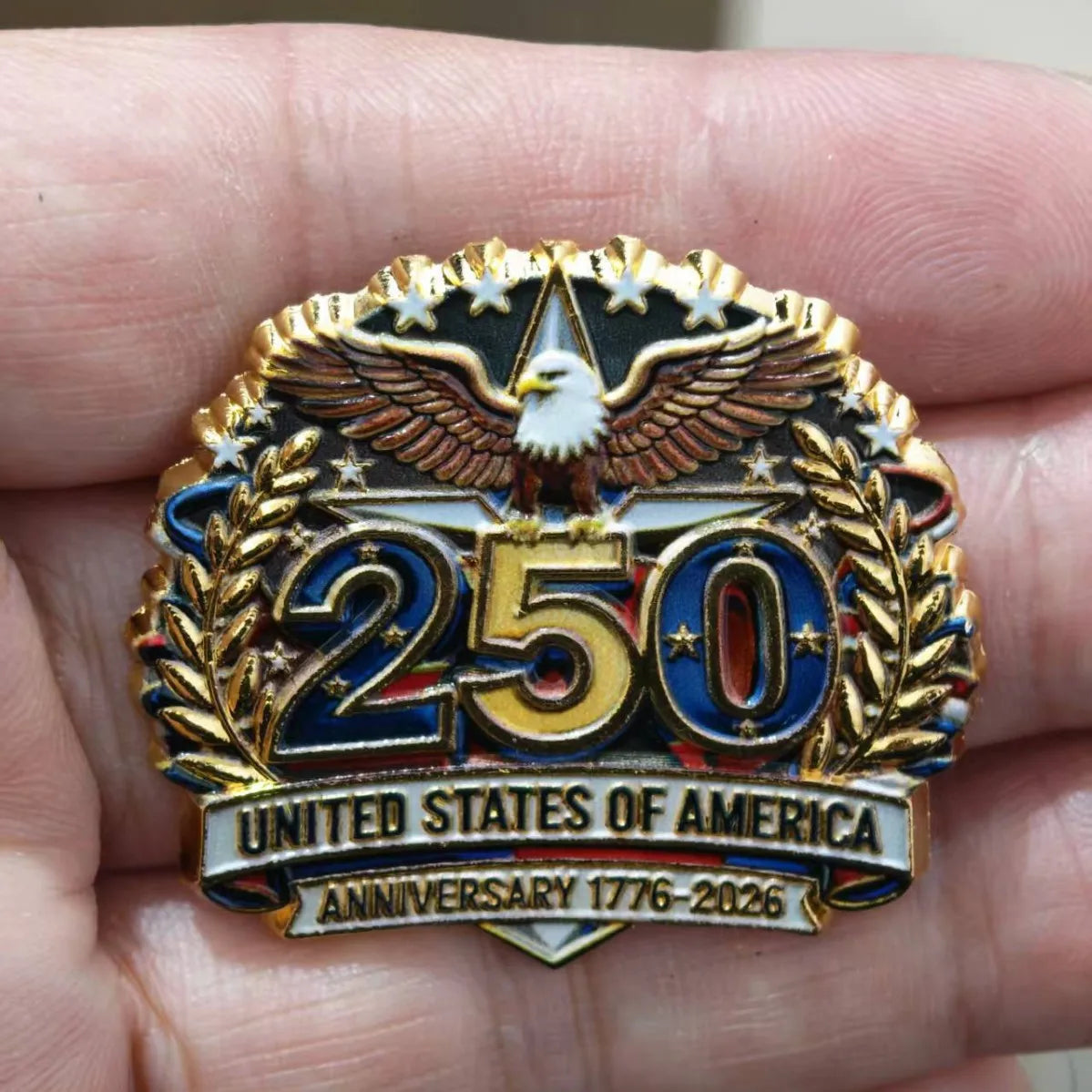 New 1/5pcs USA 250th Anniversary Independence Day Metal Badge Patriotic Brooch Pins For Backpack Clothing Hat Decor Gift