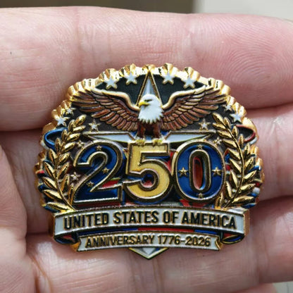 New 1/5pcs USA 250th Anniversary Independence Day Metal Badge Patriotic Brooch Pins For Backpack Clothing Hat Decor Gift