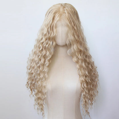 Black Romance Curly Synthetic Lace Front Wig Long Deep Curly Jet Black Lace Front Synthetic Wig Pre Plucked Natural Hairline