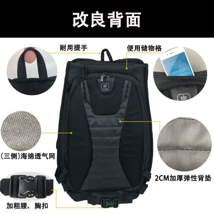 Ogio 30L-48L Waterproof Motorcycle Hard shell backpacks Moto Racing bags MX Motocross Carbon Fiber Full Face Helmet Bags