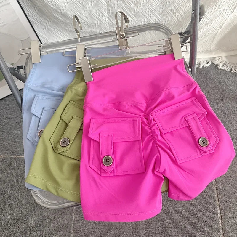 Women Yoga Shorts High Waist Workout Shorts Fitness Yoga Lift Butt Fitness Ladies Yoga Gym Running Short Pants Sportswear