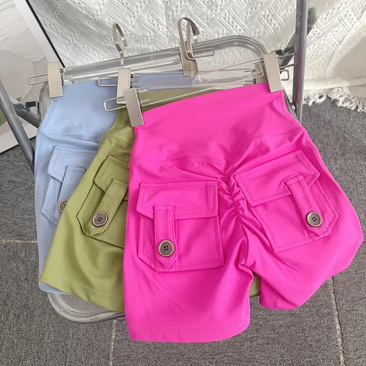 Women Yoga Shorts High Waist Workout Shorts Fitness Yoga Lift Butt Fitness Ladies Yoga Gym Running Short Pants Sportswear