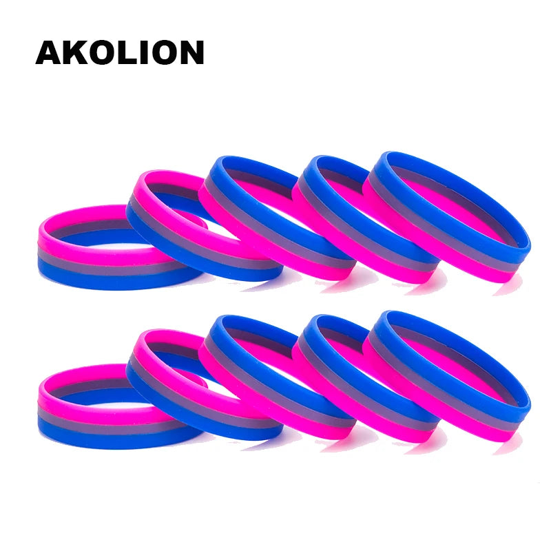 LGBT Pride Rainbow Pansexual Asexual Genderqueer Bisexual Wristband Jewelry Silicone Bracelet SLP-0000