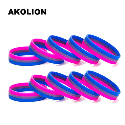 LGBT Pride Rainbow Pansexual Asexual Genderqueer Bisexual Wristband Jewelry Silicone Bracelet SLP-0000
