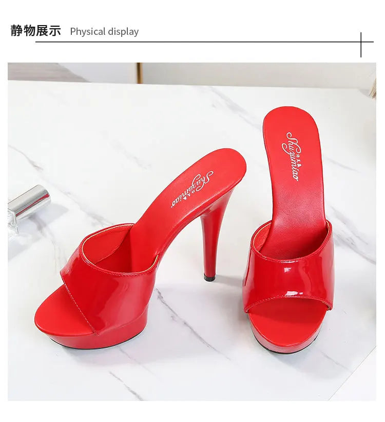 Brand Designer Sandals 2022 New Women Candy Color Slippers High Heels Slippers Sandals 13cm  Pointed Toe Slides Party Sexy Shoes