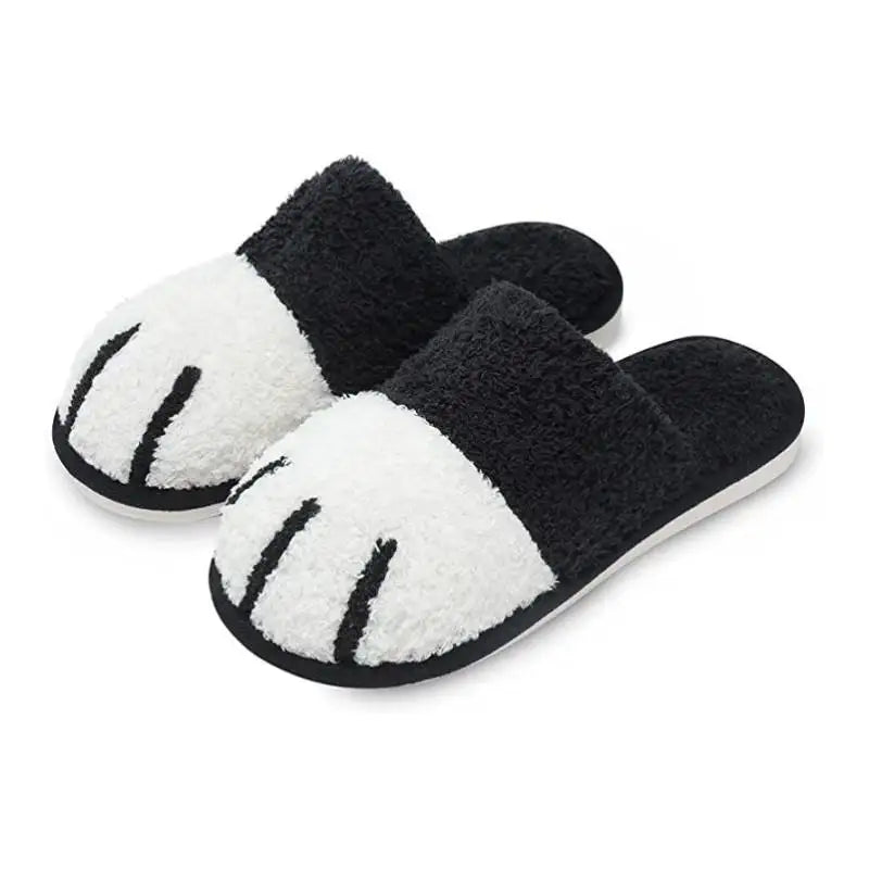 New Women's Winter Plush Slippers Cute Cat Paw Design Slippers Home Bedroom Indoor Shoes Men's Warm Comfortable Cotton Slippers