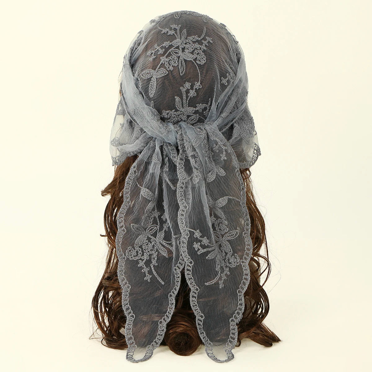 Wholesale French Lace Triangle Scarf Embroidered Flower Lace Scarf Small Shawl Crochet Head Scarf Headwraps Bandana For Women