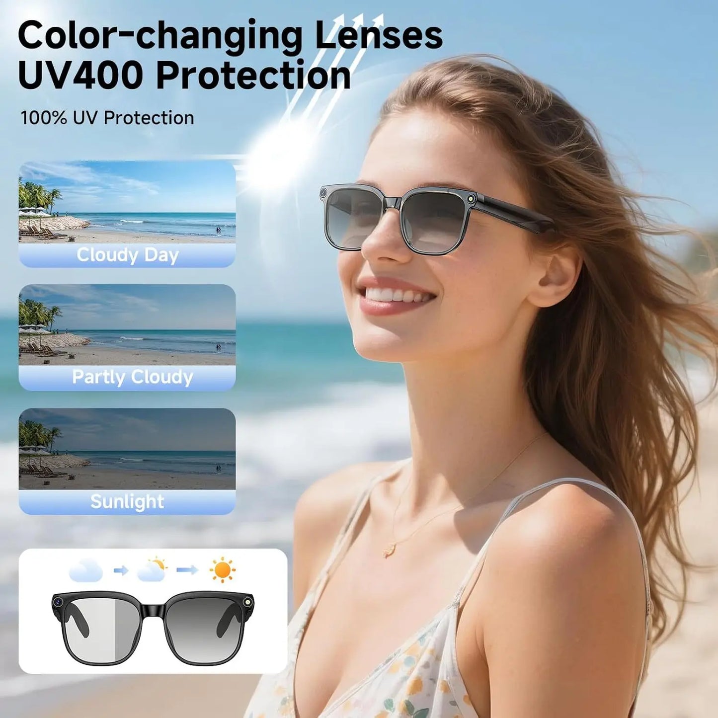 M02S smart glasses 8MP camera real-time translation and navigation Bluetooth call AI glasses, suitable for business work