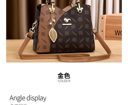 Luxury Brand Designer Women'S Handbag Leather Printed Shoulder Bag Large Capacity Classic Retro Crossbody Bag Commuting Tote Bag