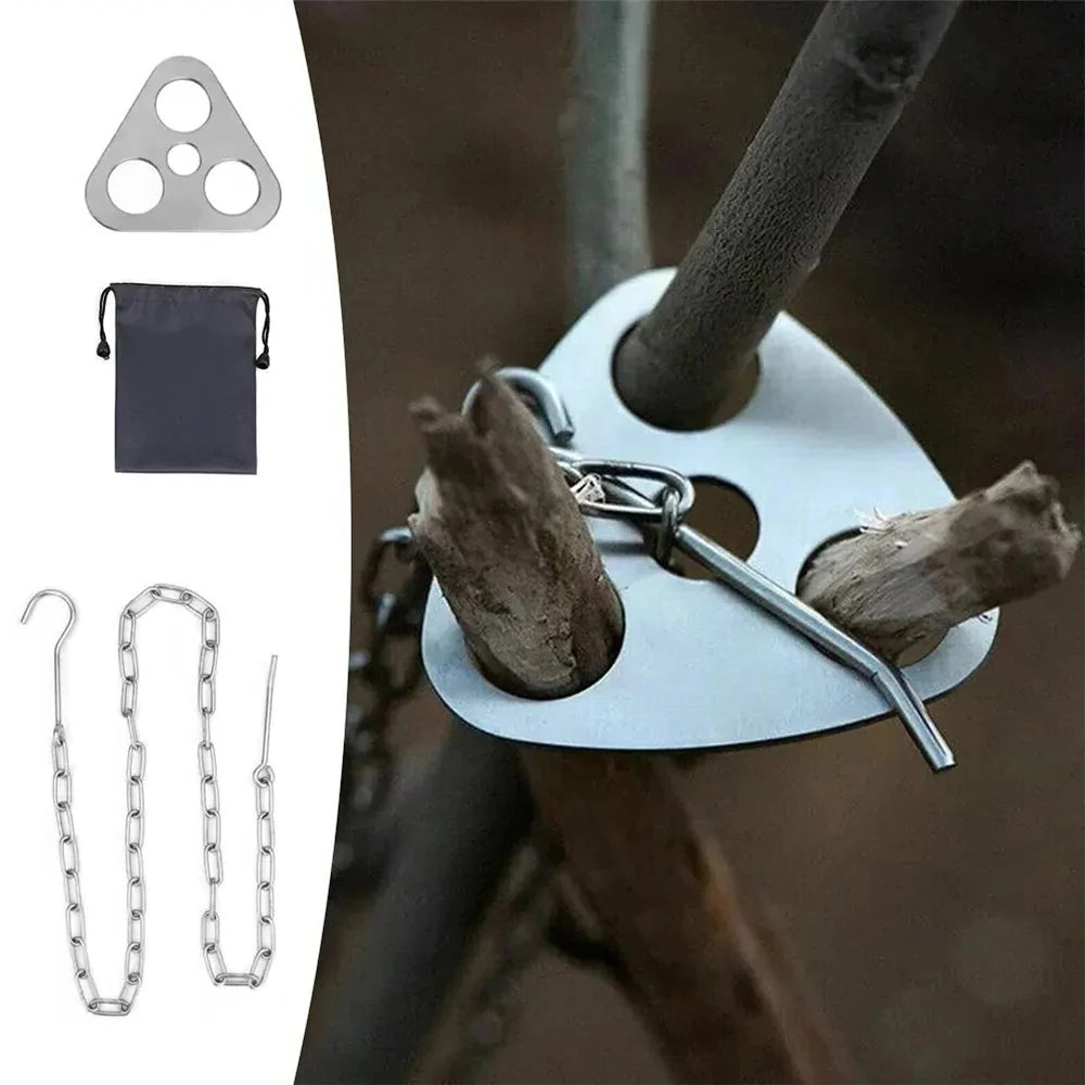 1Pc Portable Camping Gear and Equipment Detachable Outdoor Barbecue Tripod Hanging Rack Campfire Cooking Accessories Set