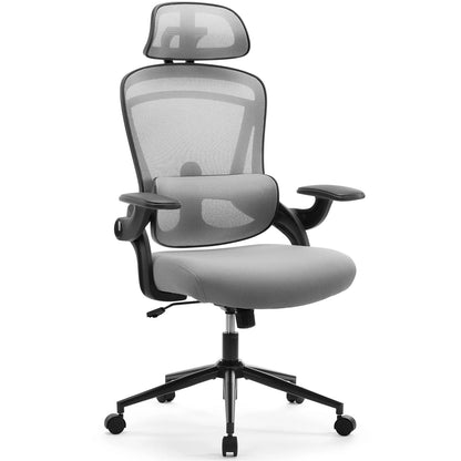 MCQ Office Computer Gaming Chair Ergonomic Flip Armrest Adjustable Headrests and Lumbar Support Mesh Chair For Office Home  ﻿